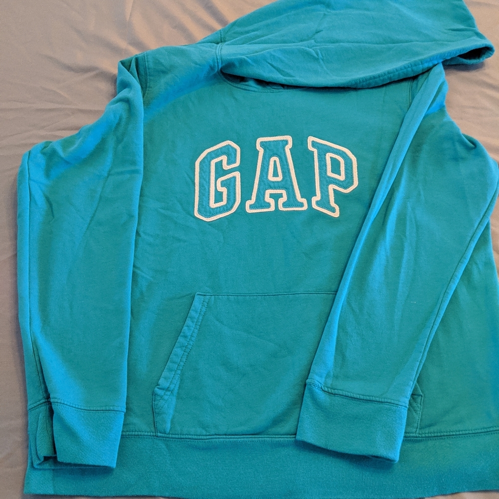 GAP Teal Blue Women's Hoodie with White Logo